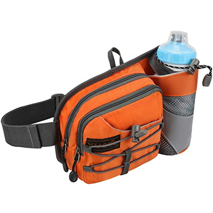 Waist Pack with Water Bottle Holder for Running Walking Hiking Fanny Pack - color: Orange