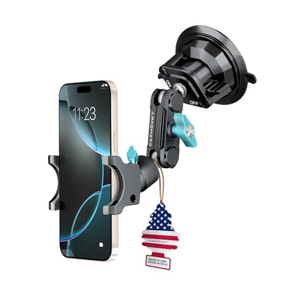 CARMOUNT TitanX100 – Suction Cup Phone Mount for Car & Truck – Heavy Duty Metal Phone Holder, Windshield Phone Mount for iPhone, Android, GPS & All Devices - style: TitanX100