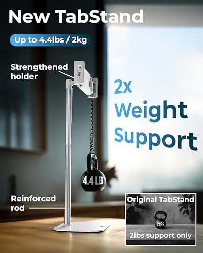 COOPER TabStand 20" Tall iPad Stand for Desk, Portable Monitor Stand Holder - color: B - White