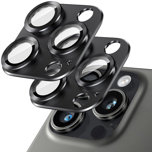 [2 Pack Camera Lens Protector for iPhone 13 Pro/13 Pro Max,9H Tempered Glass,Aviation Aluminum Plate Cover,Night Circle,No Bubble,HD Clarity,Case Friendly,Easy Installation-Black - size: for iPhone 13 Pro/13 Pro Max