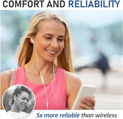 Wired Earbuds with Microphone, 2 Pack in-Ear Wired Headphones, 3.5mm Plug in Corded Headphones with Noise Blocking, Black & White Corded Earbuds for Phone, Pad, Laptops