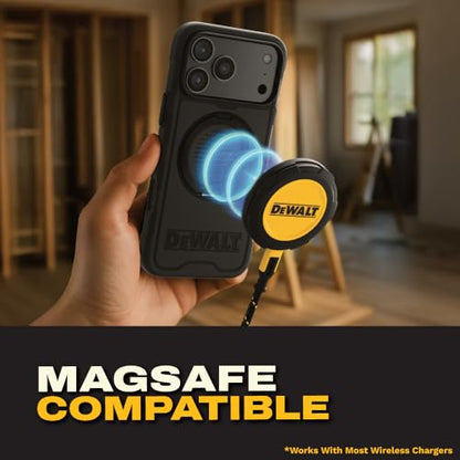 DEWALT Compatible iPhone 17 Air Magnetic Case with Stand, Rugged Shockproof Cover w/ 360° Rotatable Ring Holder, Compatible with MagSafe iPhone 17 Air Case Kickstand, Heavy-Duty Protective Black - size: iPhone 17 Air