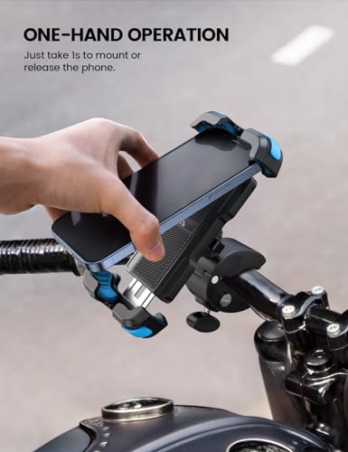 Lamicall Motorcycle Bike Phone Holder with Upgrade Quick Install Bar Clip - color: Blue
