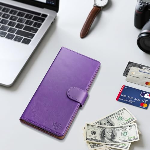Wallet Case for iPhone 15 Pro 6.1", Purple | RFID-Blocking Card Holder, Kickstand, Magnetic Closure, PU Leather Folio Flip Cover, Protective Women Men Cases - color: Purple, size: iPhone 15 Pro