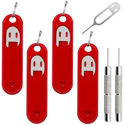6 Pack SIM Card Removal Tool, Sim Card Tray Opening Tool Eject Pins Needle Opener Ejector Compatible with All iPhone Apple iPad HTC Samsung Galaxy Cell Phone Smartphone Watchchain Link Remover, Red - color: Red