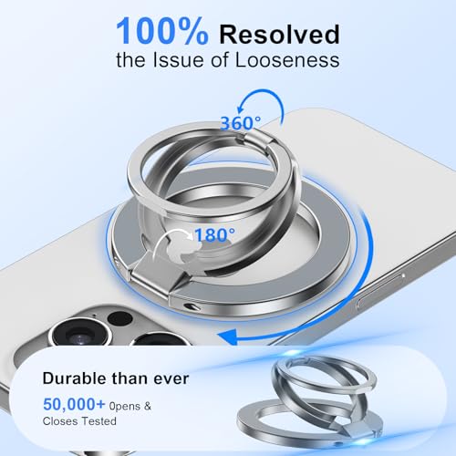 Magnetic Phone Grip Stand for iPhone 17 16 Pro Max/Air MagSafe Ring Holder - color: silver