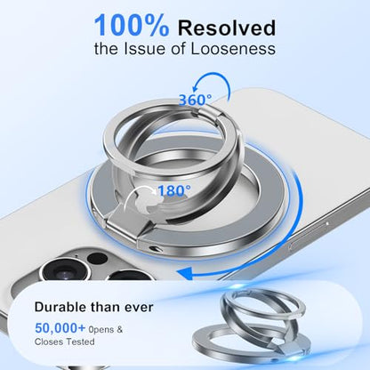 Magnetic Phone Grip Stand for iPhone 17 16 Pro Max/Air MagSafe Ring Holder - color: silver