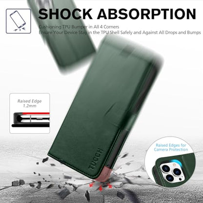 TUCCH Wallet Case for iPhone 13 Pro Max, 4 Card Holders, Midnight Green - color: Midnight Green
