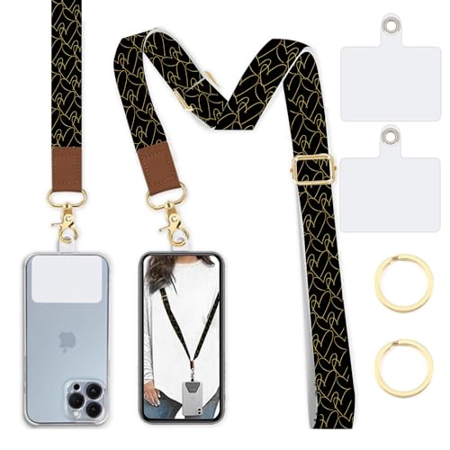 Phone Lanyard Wrist Strap Crossbody Adjustable, Cell Phone Lanyard for Around The Neck Shoulder Wristlet Strap - color: Doodle Hearts