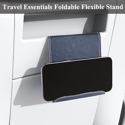 Airplane Travel Essentials for Flying Flex Flap Cell Phone Holder & Flexible Tablet Stand for Desk, Bed, Treadmill, Home & in-Flight Airplane Travel Accessories(1-Lichee Blue) - color: 1-Lichee Blue