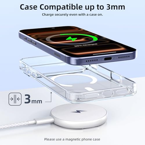 EGK Mag.Safe Charger for iPhone, Magnetic Wireless Charger Stand for iPhone 12-17 Series & AirPods Pro 4-2 with 6.6ft USB-C Charging Cable