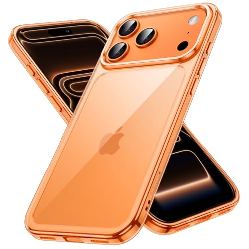 JETech Case for iPhone 17 Pro 6.3-Inch, Non-Yellowing Shockproof Phone Bumper Cover, Anti-Scratch Clear Back (Orange) - color: Orange, size: iPhone 17 Pro