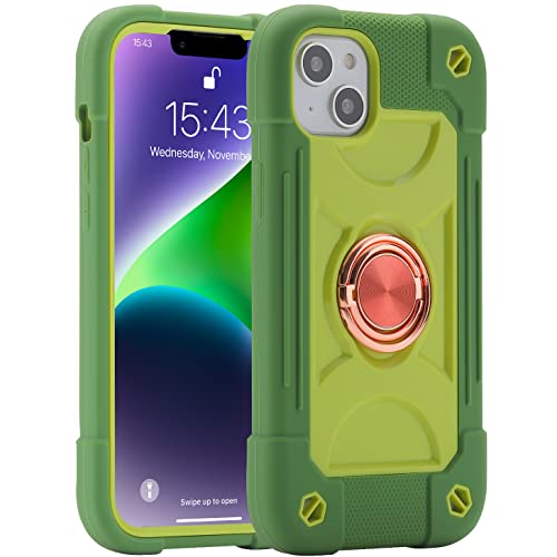 MARKILL Compatible with iPhone 14 Plus Case 6.7 Inch with 360 Degree Rotate Ring Stand, Military Grade Drop Protection Full Body Rugged Heavy Duty Protective Cover for iPhone 14 Plus Avocado - color: Avocado, size: iPhone 14 Plus 6.7"