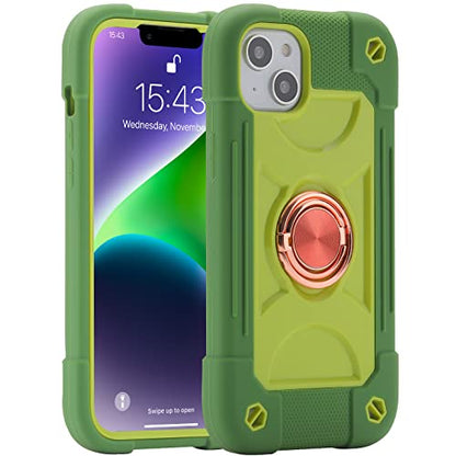 MARKILL Compatible with iPhone 14 Plus Case 6.7 Inch with 360 Degree Rotate Ring Stand, Military Grade Drop Protection Full Body Rugged Heavy Duty Protective Cover for iPhone 14 Plus Avocado - color: Avocado, size: iPhone 14 Plus 6.7"