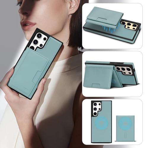 for Samsung Galaxy S23 Ultra Wallet Case, 2-in-1 Detachable Magnetic Wallet Case, Card Holder RFID Blocking, Fashionable Faux Leather Card Slot & Folding Design (Blue) - color: Blue, size: Samsung Galaxy S23 Ultra