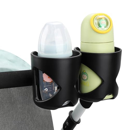 Accmor Stroller Cup Holder, Cup Holder for Walker Bike Wheelchair - color: Double Cup Holder-Black