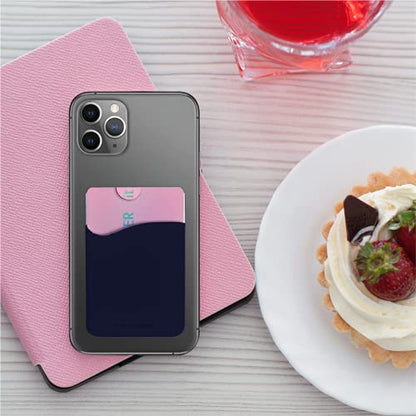 USA Merchant Redesigned Card Holder - Silicone Stick on Cell Phone Wallet with Pocket for Credit Card ID Business Card - iPhone Android & Smartphones (Navy) - color: Navy