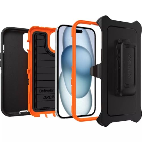 OtterBox iPhone 15, iPhone 14, & iPhone 13 (Only) Defender Series Case - Realtree Blaze Edge (Camo) - Rugged & Durable - with Port Protection - Holster Clip Includes - Microbial Defense Protection - color: Realtree Blaze Edge (Camo), style: Non-MagSafe