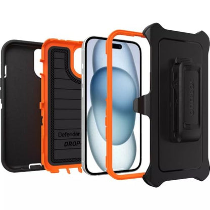 OtterBox iPhone 15, iPhone 14, & iPhone 13 (Only) Defender Series Case - Realtree Blaze Edge (Camo) - Rugged & Durable - with Port Protection - Holster Clip Includes - Microbial Defense Protection - color: Realtree Blaze Edge (Camo), style: Non-MagSafe
