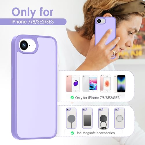 TENOC Phone Case Compatible with iPhone SE (2nd 2020 and 3rd 2022 Generation) & iPhone 7 & iPhone 8, Light Purple Case Translucent Protective Bumper Matte Hard Back Cover for 4.7 Inch - color: Light Purple, size: iPhone 7/8/SE