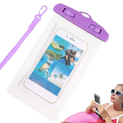 Waterproof Cell Phone Pouch Transparent Touchscreen Phone Holder | Water Play Cellphone Bag for Beach Cruise Vacation Running Camping Swimming Cycling Kayak Diving Travel - color: Purple