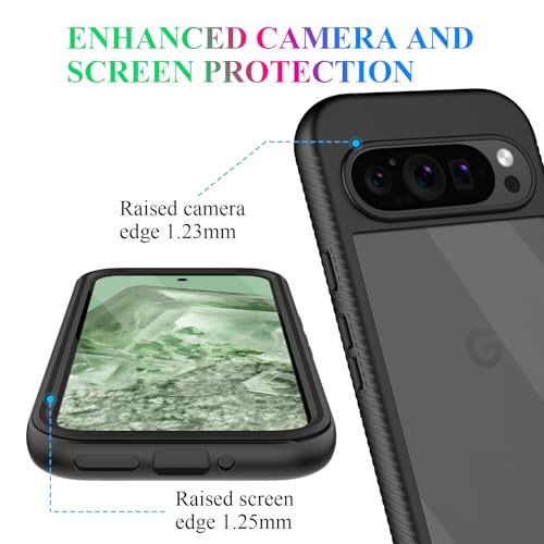 Compatible with Google Pixel 9 Pro XL Case, Built in Screen Protector Full Body Shockproof Slim Fit Bumper Protective Phone Cover Men Women-Black/Clear - size: Google 9 Pro XL Case