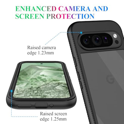 Compatible with Google Pixel 9 Pro XL Case, Built in Screen Protector Full Body Shockproof Slim Fit Bumper Protective Phone Cover Men Women-Black/Clear - size: Google 9 Pro XL Case