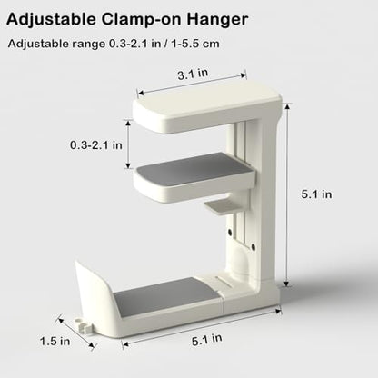 Headphone Hook - Adjustable Clamp-on Headphone Holder (White_2 Pack) - color: White_2 Pack
