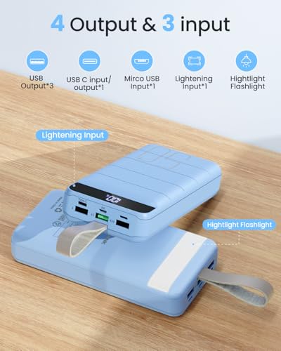 Power Bank, 50000mAh 22.5W with USB-C Fast Charging Portable Charger - color: Sierra Blue