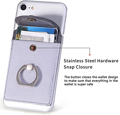 Self Adhesive Card Holder for Back of Phone with Ring Stand - Gray - color: (Finger Ring Gray)