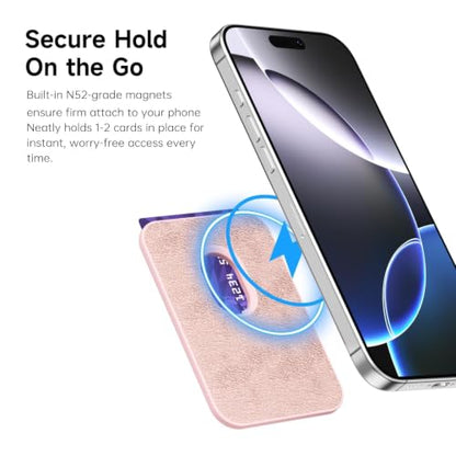 LoeoeL Magnetic Phone Wallet Compatible with Magsafe Wallet, Silicone ID Credit Card Holder Wallets for Back of Phone Pocket, Slim Thin Pouch Sleeve Wallets for iPhone Samsung, Light Pink - color: Pink