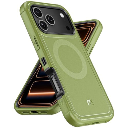 M MYBAT PRO for iPhone 17 Pro Max Case,Heavy Duty Protection Rugged Case - color: Army Green, size: iPhone 17 Pro Max（No Belt Clip）