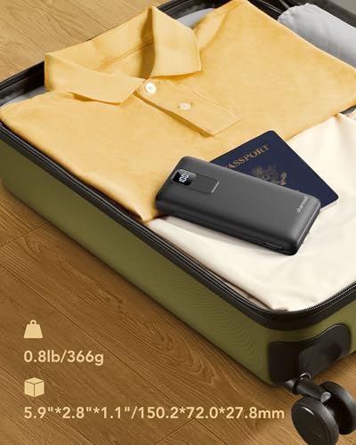charmast 20000mAh Portable Charger with Built-in Cables and AC Wall Plug - color: black