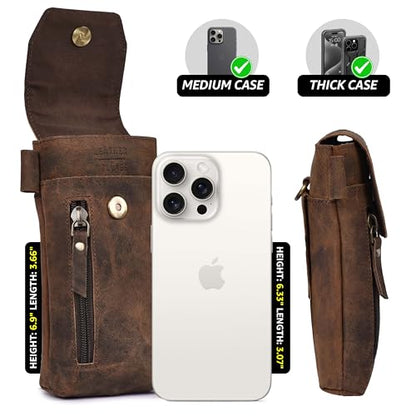 LEATHER VILLAGE Leather Cell Phone Holster with Belt Clip for Men Tan. - color: Suntan