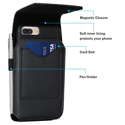BECPLT Phone Holster for Galaxy S25 Ultra S24/S23/S22/S21/S20 Ultra Leather Belt Case 360 Rotating Pouch Holster Belt Clip Case Holder Black - color: Leather-Rotation, size: XL(6.85"x 3.5"x 0.6")