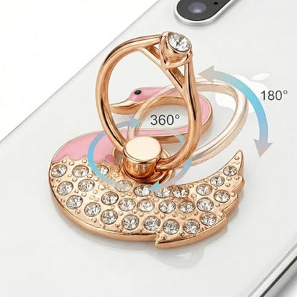 NXVX Swan Phone Ring Holder, Pink Crystal Finger Grip & Kickstand - color: Luxe Swan Pink
