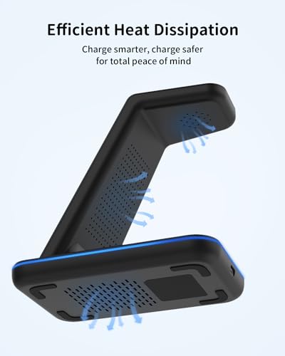 JoyGeek Wireless Charger for Samsung, 3 in 1 Charging Station for S26/S25/S24/S23/S22/S21/S20/Note20/Z Fold&Flip Series, Galaxy Watch8/7/6/5/4/3/Active2/1, Buds 3 Pro, Not for Galaxy Watch9 / Ultra2 - color: Lividity