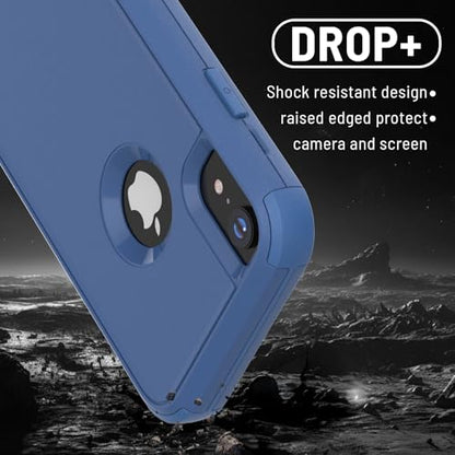 X-belmox for iPhone XR Case [Dropproof] [Shockproof] 3-Layers - Sea Blue | Heavy Duty Drop Protection Case Cover for iPhone XR 6.1 Inch with Tempered Glass Screen Protector, Blue Rugged XR Phone Case - color: Sea/Blue