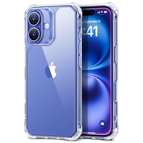 ESR for iPhone 16 Case, Military-Grade Protection with Shock-Absorbing Corners, Scratch-Resistant and Anti-Yellowing Acrylic Back, Slim Protective Phone Case, Air-Armor Series, Clear - color: Clear