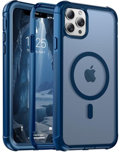 jaroco Magnetic for iPhone 11 Pro Max Case Heavy Duty Protection Deep Blue | Compatible with MagSafe,Military Grade Drop Protection,Translucent Matte,Non-Slip,Shockproof 2-Layer Durable Bumper Case - color: Deep Blue, size: iPhone 11 Pro Max