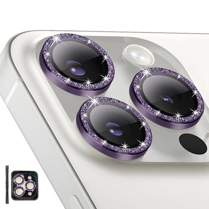 Camera Protector for iPhone 14 Pro/14 Pro Max, Glitter Deep Purple - color: Glitter Deep Purple