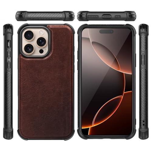 Genuine Leather Wallet Case for iPhone 15 Pro Max, Dark Brown | Magnetic Detachable, 2-in-1 Flip Folio, RFID Blocking, Wireless Charging - color: Dark Brown, size: 15 Pro Max 6.7‘’