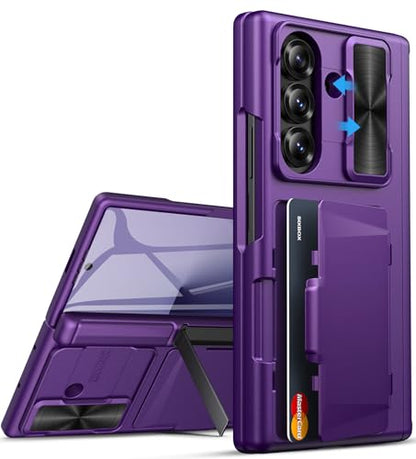 for Samsung Galaxy Z Fold 7 Case, Card Holder & Stand, Dark Purple - color: Dark Purple-Z