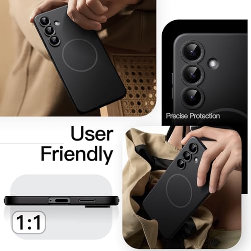 JETech Magnetic Slim Case for Samsung Galaxy S25 FE, Black | Compatible with MagSafe, Full Camera Lens Protection, Ultra-Thin Lightweight, Matte Finish Phone Cover - color: Black, size: Galaxy S25 FE