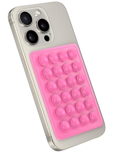 StickyGrippy Suction Phone Case Mount, Sillicon Adhesive Phone Accessory for iPhone and Android, Hands-Free Fidget Toy Mirror Shower Phone Holder, Tiktok Videos and Selfies (Bubble Gum) - color: Bubble Gum