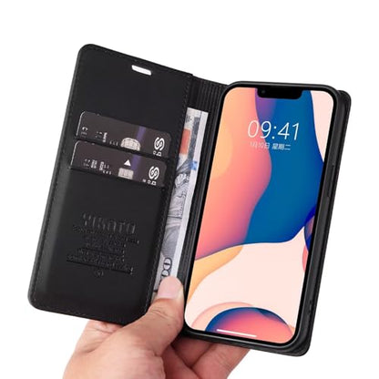 Caseurban Compatible with iPhone 15 Wallet Case PU Leather Flip Folio Case with Card Holder Magnetic Closure Shockproof Protective Phone Cover Black - color: Black, size: iPhone 15