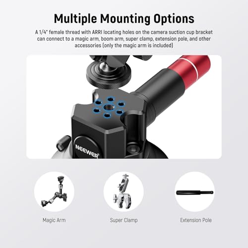NEEWER 3" Suction Cup Camera Mount Bracket with Ball Head Magic Arm, CA104 - style: CA104