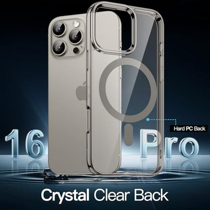 JETech Magnetic Case for iPhone 16 Pro 6.3-Inch Compatible with MagSafe, Shockproof Phone Bumper Cover, Anti-Scratch Clear Back (Natural Titanium) - color: Natural Titanium, size: iPhone 16 Pro