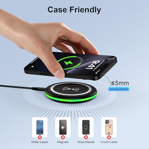 Wireless Charging Pad for Samsung Galaxy S25 Ultra S25 Edge S25 FE S24 Ultra S23 Z Fold/Flip 7,15W Fast Charging Station Charger Mat for iPhone 17 16e 16 Pro Max 16 Plus 15,Google Pixel 10 9 Pro XL 8
