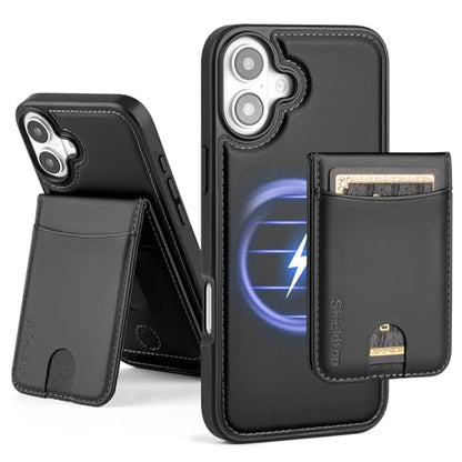 Shieldtop Compatible with MagSafe iPhone 16 Wallet Case,Black | 2 in 1 Detachable Magnetic,Credit Card Holder Slots,RFID Blocking,PU Leather,Kickstand,Flip Folio Phone Cover for Men & Women - color: Black, size: iPhone 16 6.1"